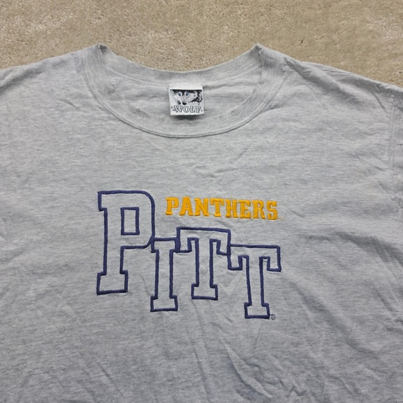 WOLF Other - Vintage Pitt Panthers T-Shirt Mens XL Gray Wolf Embroidered Distressed USA Made